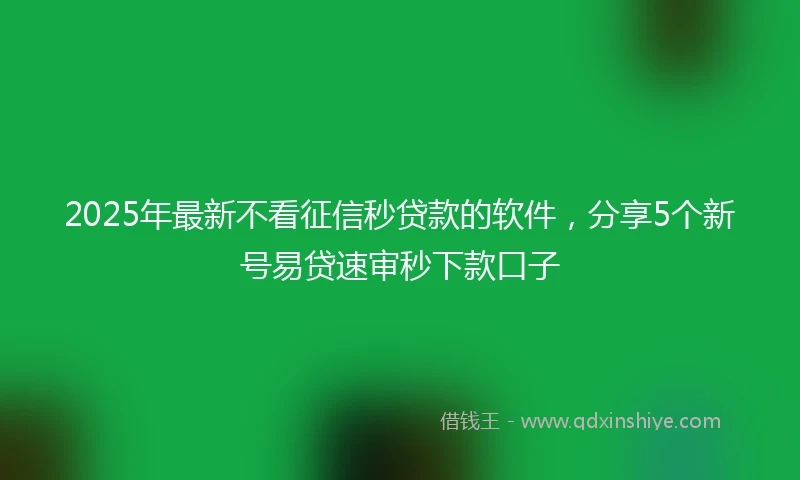 2025年最新不看征信秒贷款的软件，分享5个新号易贷速审秒下款口子