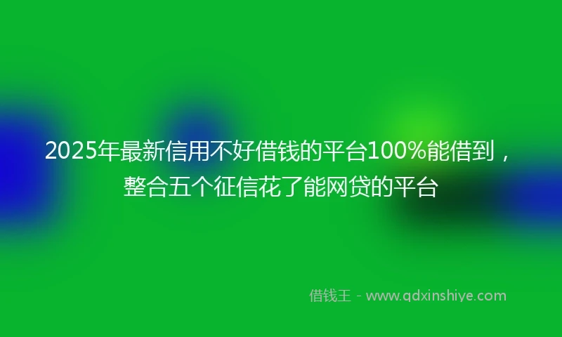 2025年最新信用不好借钱的平台100%能借到，整合五个征信花了能网贷的平台
