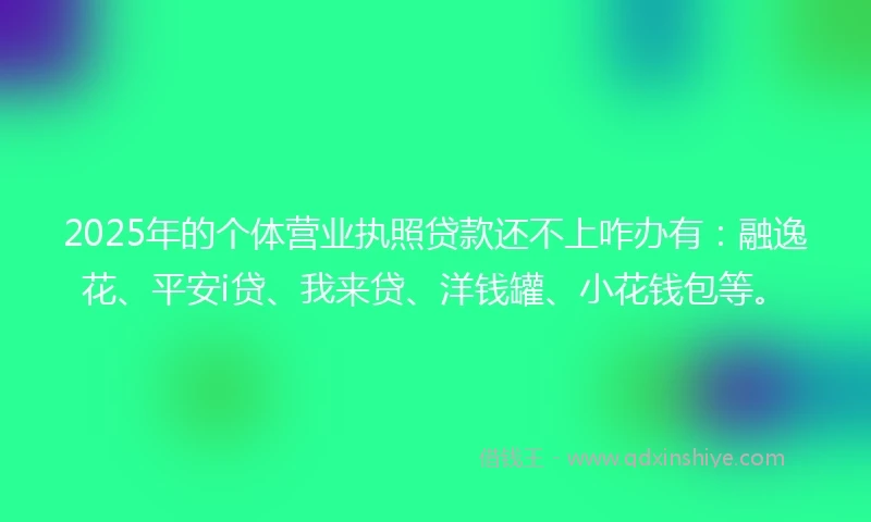 2025年的个体营业执照贷款还不上咋办有：融逸花、平安i贷、我来贷、洋钱罐、小花钱包等。