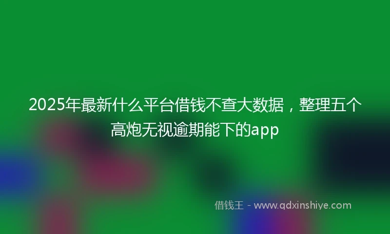 2025年最新什么平台借钱不查大数据，整理五个高炮无视逾期能下的app