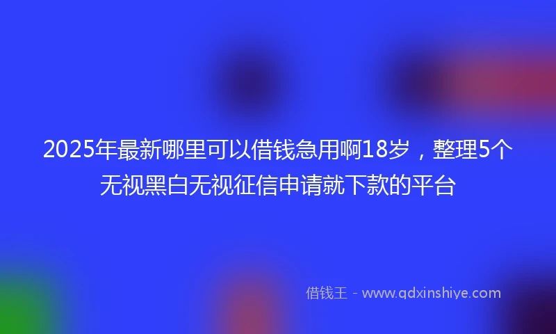 2025年最新哪里可以借钱急用啊18岁，整理5个无视黑白无视征信申请就下款的平台