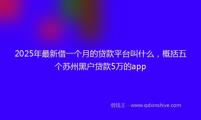 2025年最新借一个月的贷款平台叫什么，概括五个苏州黑户贷款5万的app