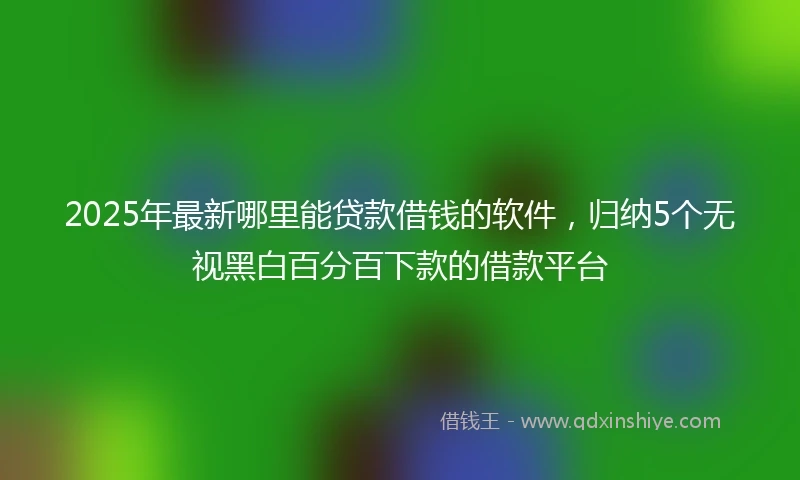 2025年最新哪里能贷款借钱的软件，归纳5个无视黑白百分百下款的借款平台