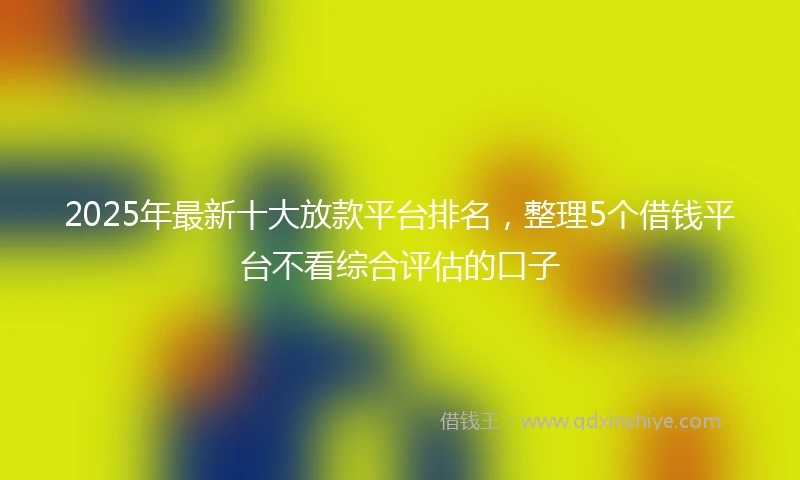 2025年最新十大放款平台排名，整理5个借钱平台不看综合评估的口子