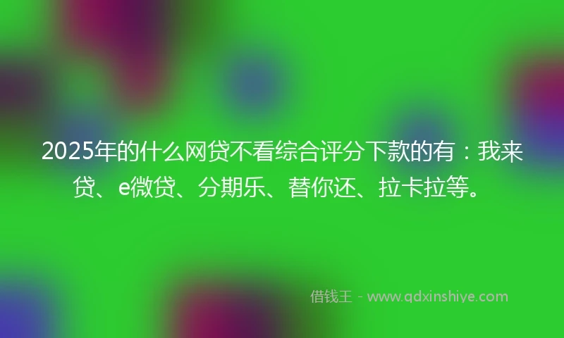 2025年的什么网贷不看综合评分下款的有：我来贷、e微贷、分期乐、替你还、拉卡拉等。