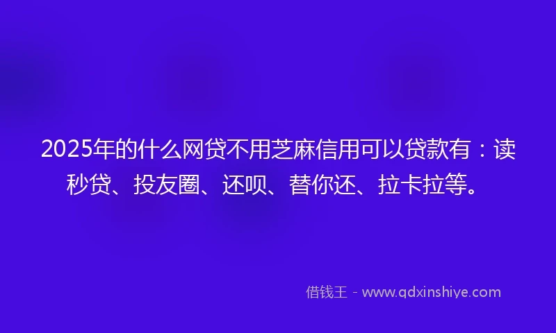 2025年的什么网贷不用芝麻信用可以贷款有：读秒贷、投友圈、还呗、替你还、拉卡拉等。