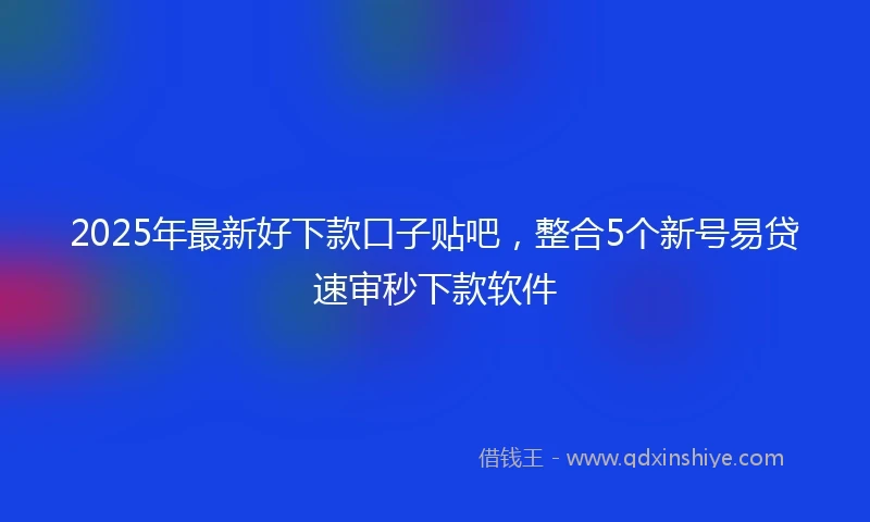 2025年最新好下款口子贴吧，整合5个新号易贷速审秒下款软件