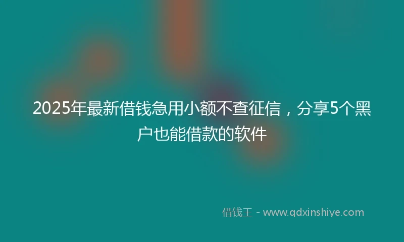 2025年最新借钱急用小额不查征信，分享5个黑户也能借款的软件