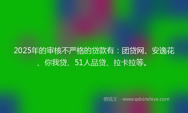 2025年的审核不严格的贷款有：团贷网、安逸花、你我贷、51人品贷、拉卡拉等。