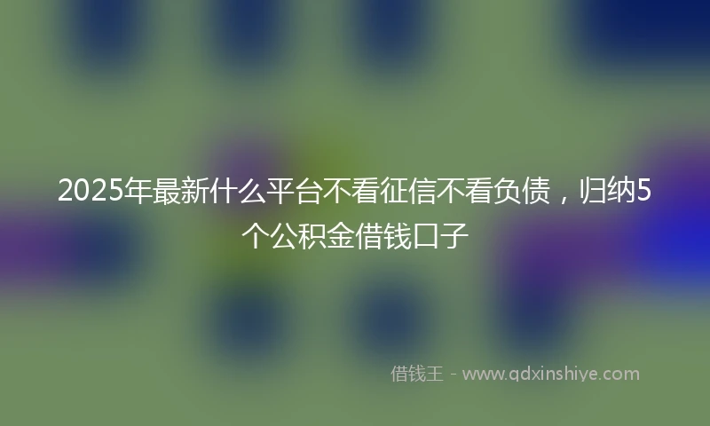 2025年最新什么平台不看征信不看负债，归纳5个公积金借钱口子