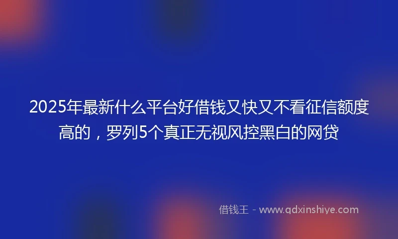 2025年最新什么平台好借钱又快又不看征信额度高的，罗列5个真正无视风控黑白的网贷