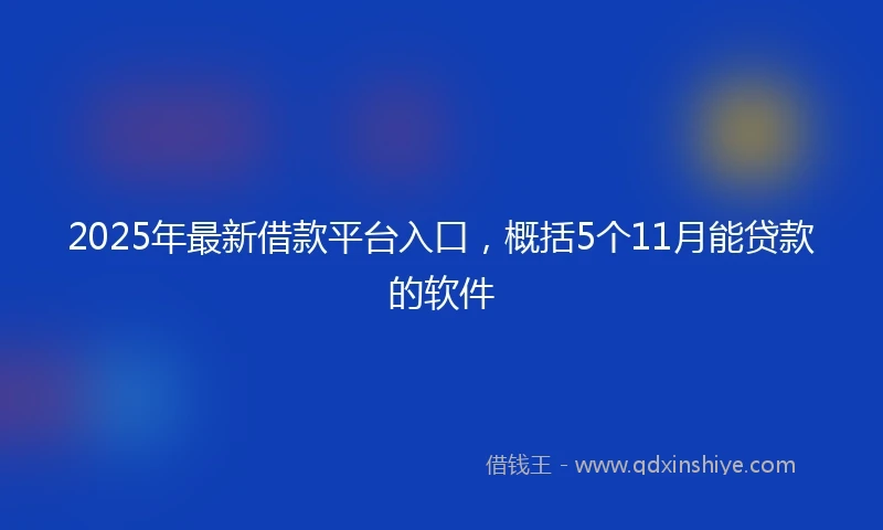 2025年最新借款平台入口，概括5个11月能贷款的软件