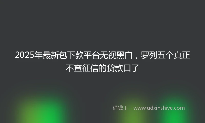 2025年最新包下款平台无视黑白，罗列五个真正不查征信的贷款口子