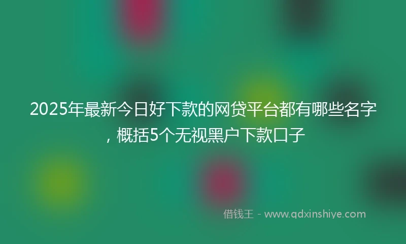 2025年最新今日好下款的网贷平台都有哪些名字，概括5个无视黑户下款口子