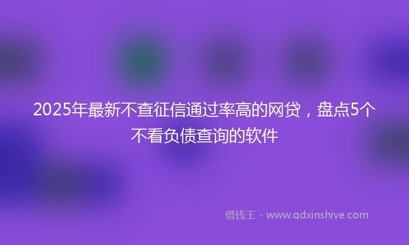2025年最新不查征信通过率高的网贷，盘点5个不看负债查询的软件