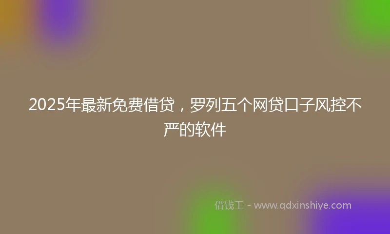 2025年最新免费借贷，罗列五个网贷口子风控不严的软件