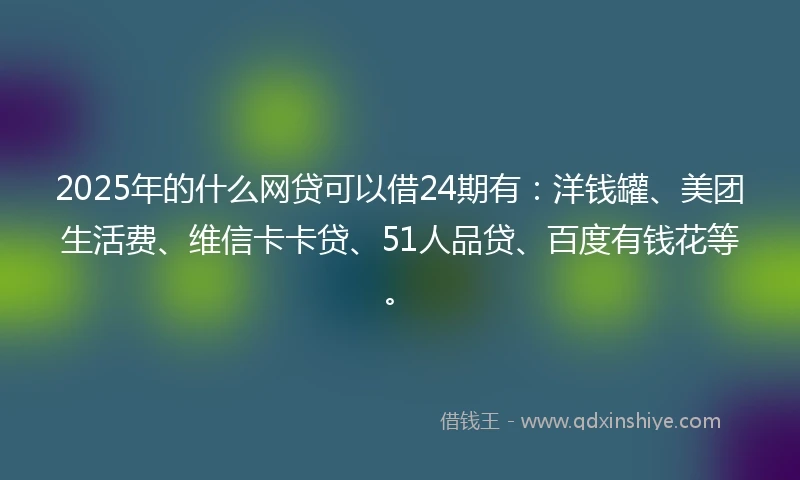 2025年的什么网贷可以借24期有：洋钱罐、美团生活费、维信卡卡贷、51人品贷、百度有钱花等。