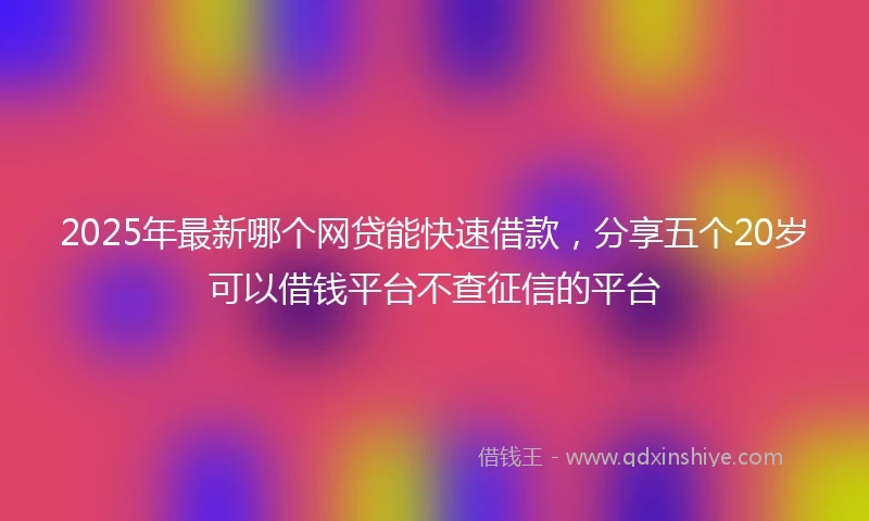 2025年最新哪个网贷能快速借款，分享五个20岁可以借钱平台不查征信的平台