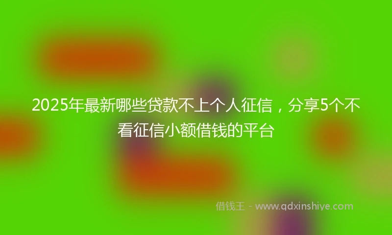 2025年最新哪些贷款不上个人征信，分享5个不看征信小额借钱的平台