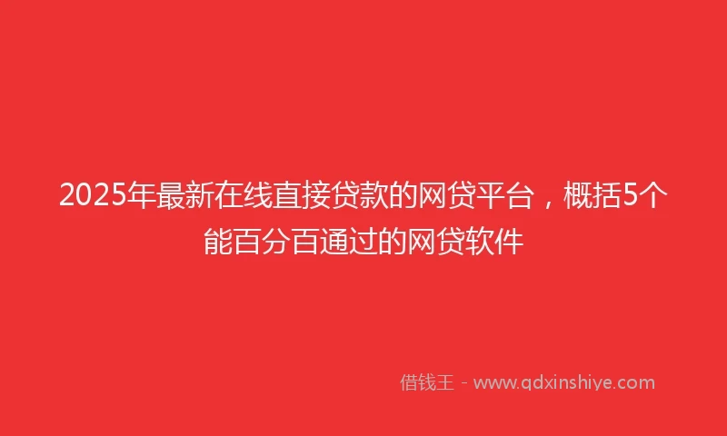 2025年最新在线直接贷款的网贷平台，概括5个能百分百通过的网贷软件