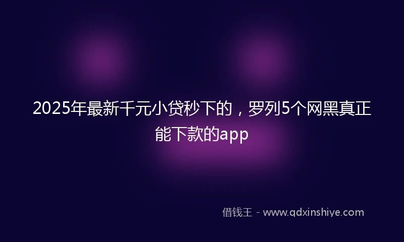 2025年最新千元小贷秒下的，罗列5个网黑真正能下款的app