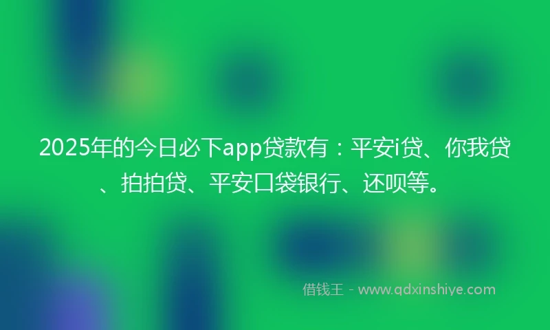 2025年的今日必下app贷款有：平安i贷、你我贷、拍拍贷、平安口袋银行、还呗等。