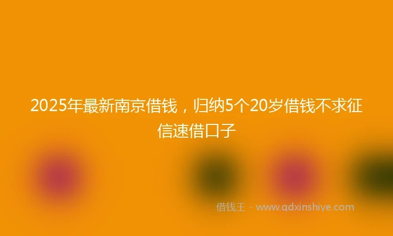 2025年最新南京借钱，归纳5个20岁借钱不求征信速借口子