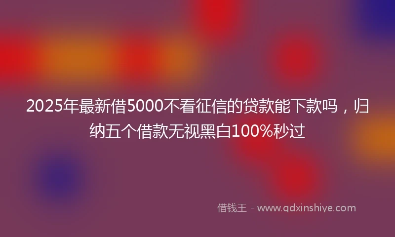 2025年最新借5000不看征信的贷款能下款吗，归纳五个借款无视黑白100%秒过