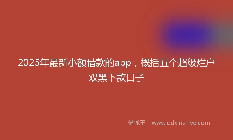 2025年最新小额借款的app，概括五个超级烂户双黑下款口子