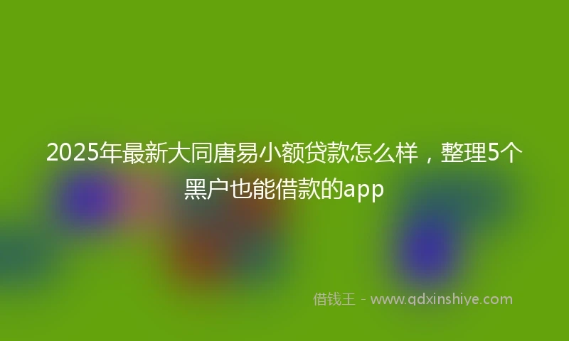 2025年最新大同唐易小额贷款怎么样,整理5个黑户也能借款的app