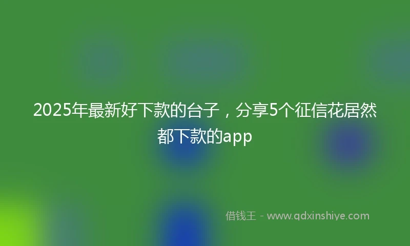 2025年最新好下款的台子,分享5个征信花居然都下款的app