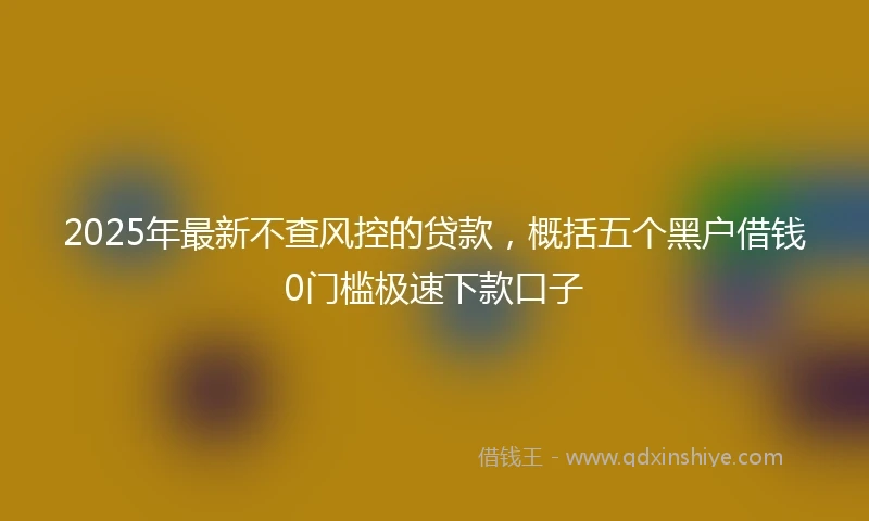 2025年最新不查风控的贷款，概括五个黑户借钱0门槛极速下款口子