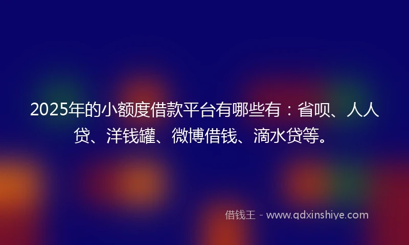 2025年的小额度借款平台有哪些有：省呗、人人贷、洋钱罐、微博借钱、滴水贷等。