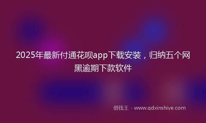 2025年最新付通花呗app下载安装，归纳五个网黑逾期下款软件