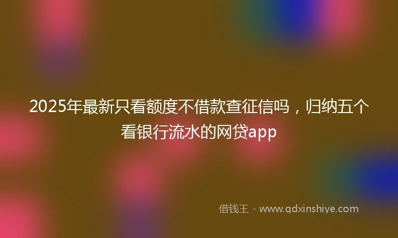 2025年最新只看额度不借款查征信吗，归纳五个看银行流水的网贷app