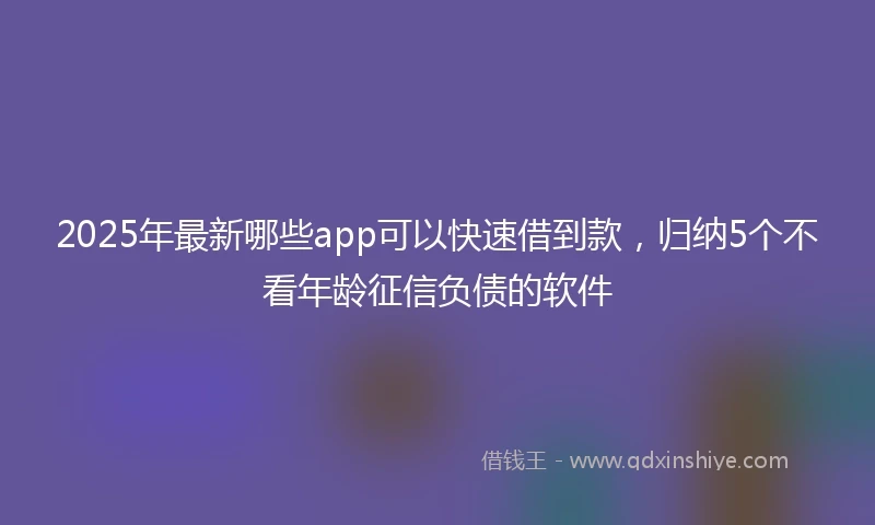 2025年最新哪些app可以快速借到款，归纳5个不看年龄征信负债的软件