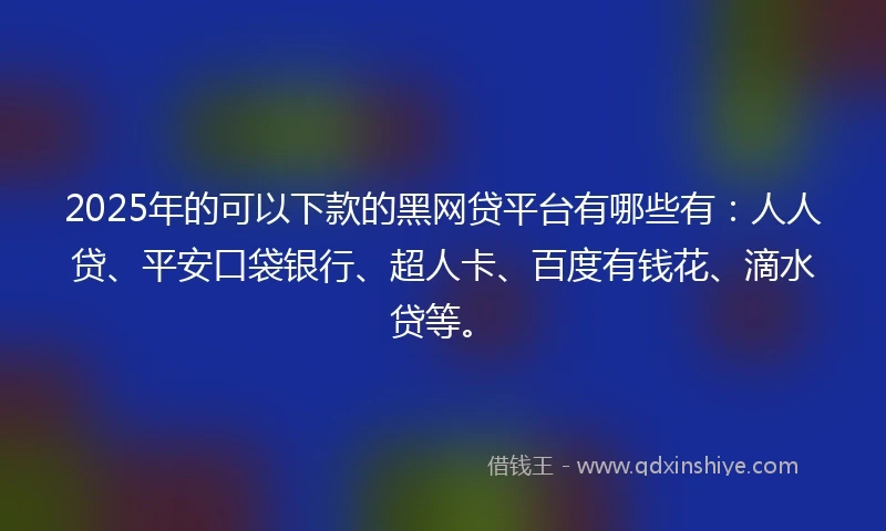 2025年的可以下款的黑网贷平台有哪些有：人人贷、平安口袋银行、超人卡、百度有钱花、滴水贷等。