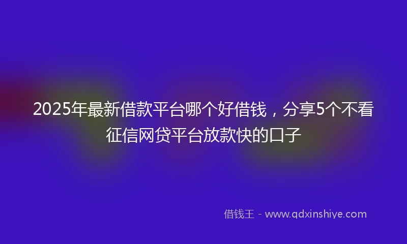 2025年最新借款平台哪个好借钱，分享5个不看征信网贷平台放款快的口子