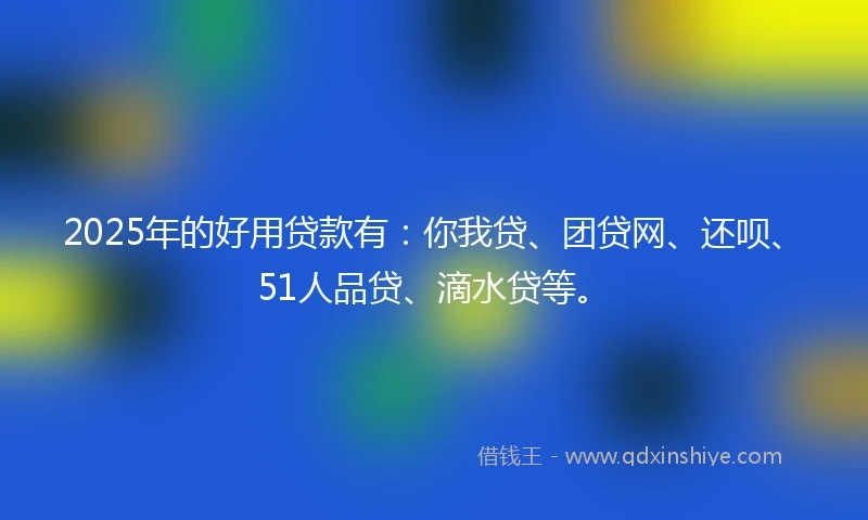 2025年的好用贷款有：你我贷、团贷网、还呗、51人品贷、滴水贷等。