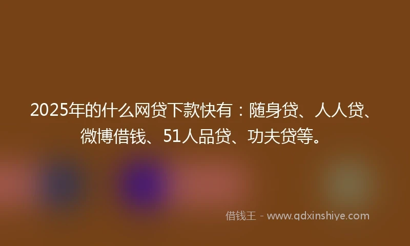 2025年的什么网贷下款快有：随身贷、人人贷、微博借钱、51人品贷、功夫贷等。
