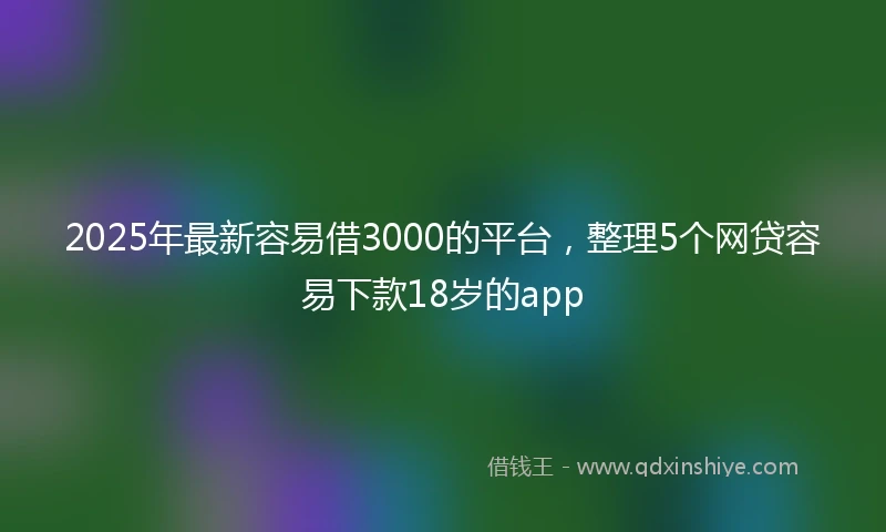 2025年最新容易借3000的平台，整理5个网贷容易下款18岁的app