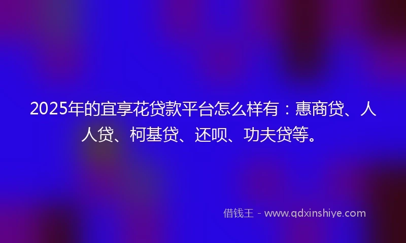 2025年的宜享花贷款平台怎么样有：惠商贷、人人贷、柯基贷、还呗、功夫贷等。
