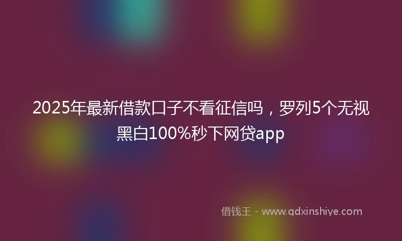 2025年最新借款口子不看征信吗，罗列5个无视黑白100%秒下网贷app