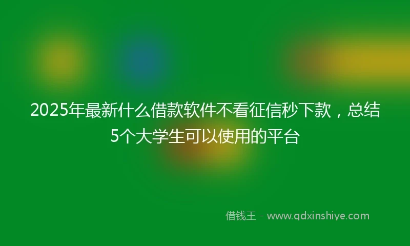 2025年最新什么借款软件不看征信秒下款，总结5个大学生可以使用的平台