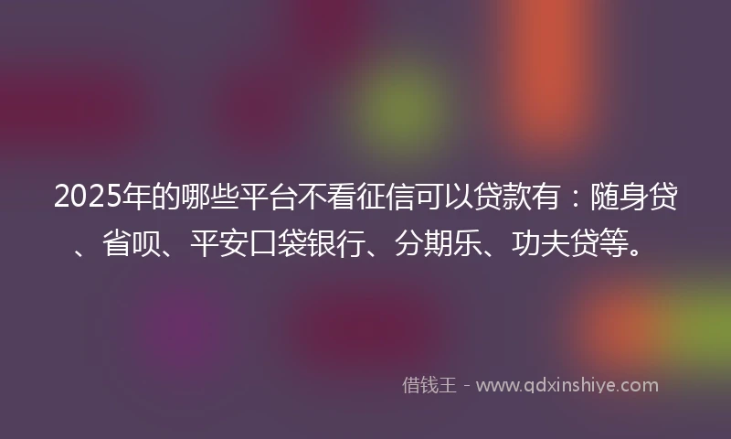 2025年的哪些平台不看征信可以贷款有：随身贷、省呗、平安口袋银行、分期乐、功夫贷等。