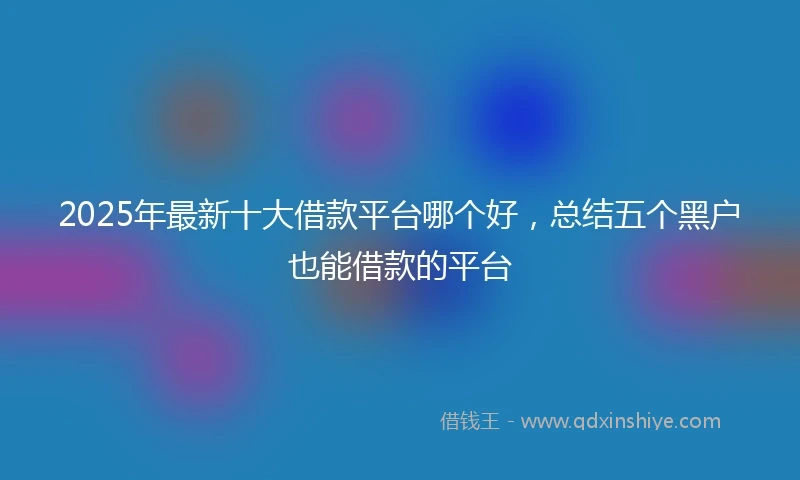 2025年最新十大借款平台哪个好，总结五个黑户也能借款的平台