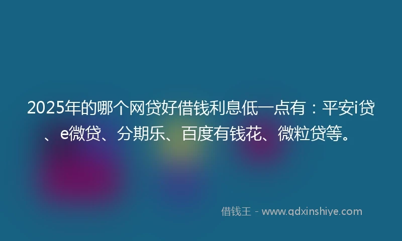 2025年的哪个网贷好借钱利息低一点有：平安i贷、e微贷、分期乐、百度有钱花、微粒贷等。