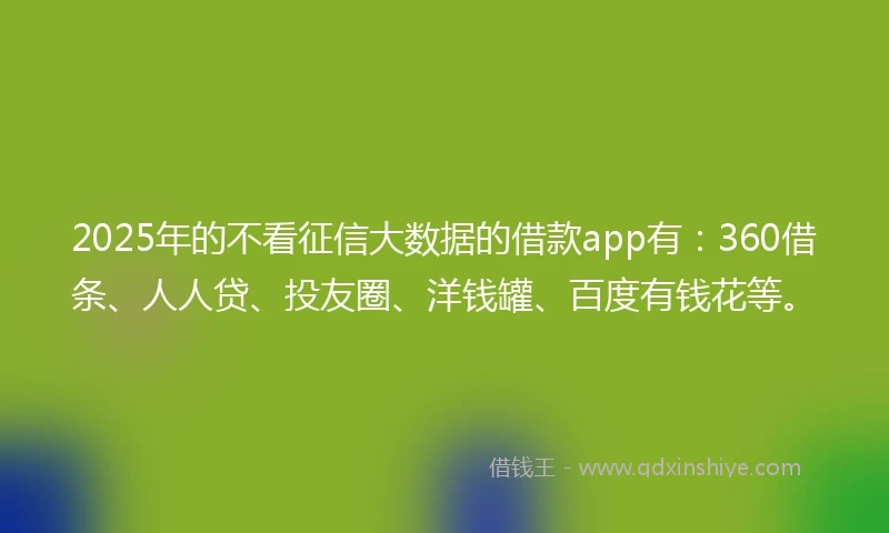 2025年的不看征信大数据的借款app有：360借条、人人贷、投友圈、洋钱罐、百度有钱花等。