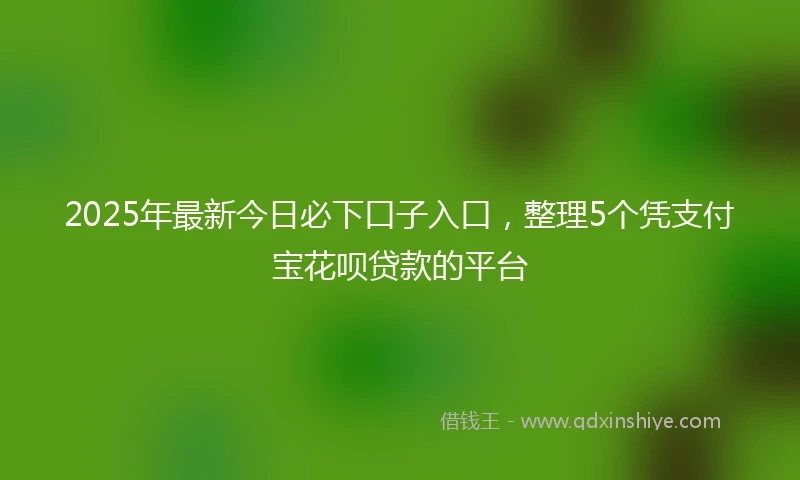 2025年最新今日必下口子入口，整理5个凭支付宝花呗贷款的平台