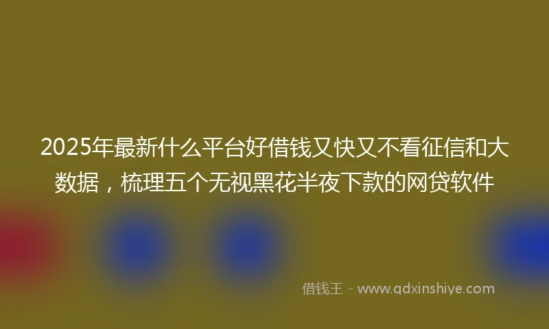 2025年最新什么平台好借钱又快又不看征信和大数据，梳理五个无视黑花半夜下款的网贷软件